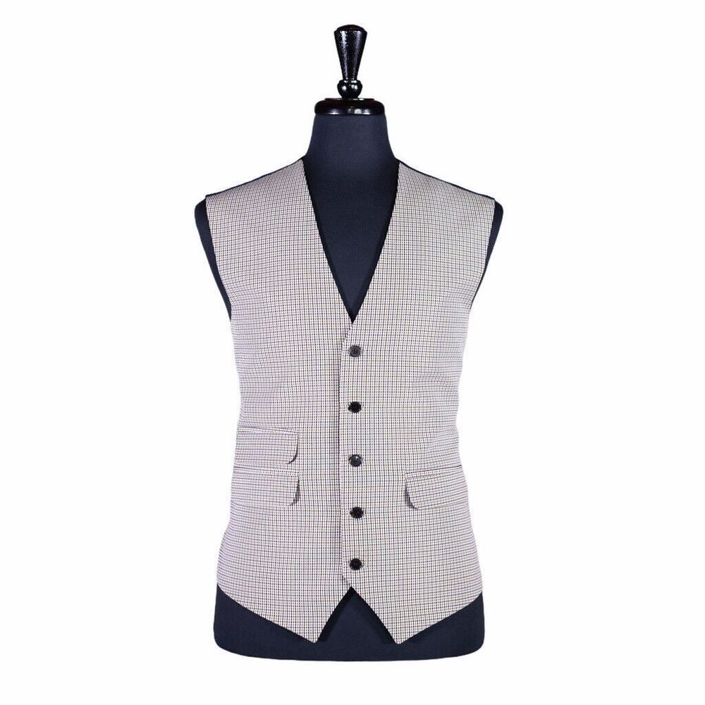 Mens Vest Suit Green Blue Plaid Check Dress Formal Wedding Waistcoat Large 42